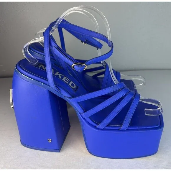 Naked Wolfe Platform Sandals jada Royal Blue Size EU 39 US 9 - Picture 7 of 13